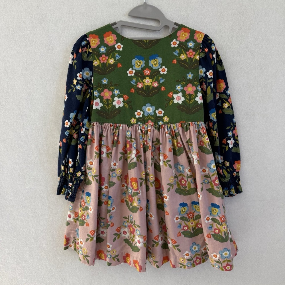 Mini Boden Girls 4-5 Floral Flannel Dress Multicolor Fall Autumn PRISTINE Scandi